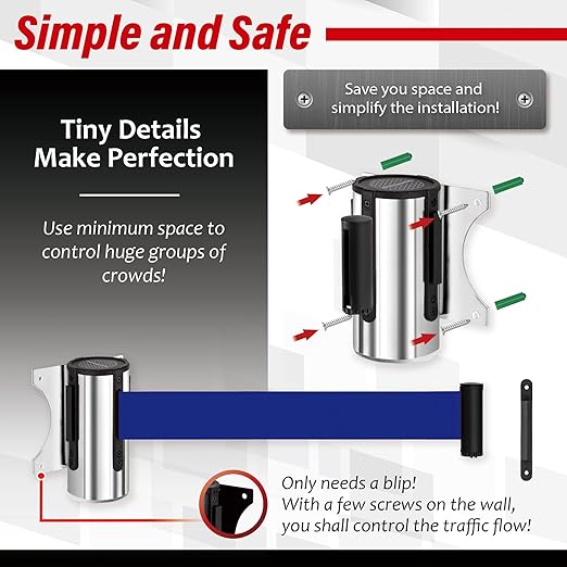 DuraSteel Wall Mount Crowd Control Retractable Belt Barrier - Image 5