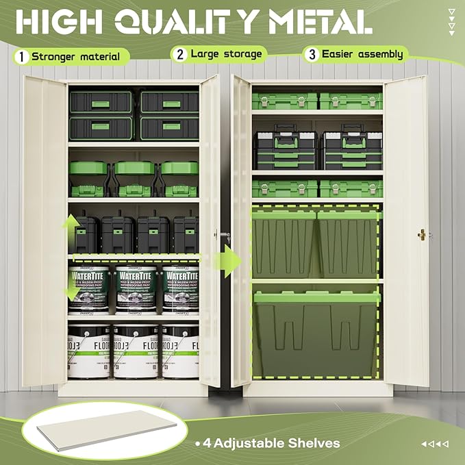 Crownland 72" Metal Storage Cabinet, Lockable Garage Storage Cabinets, High - Image 5