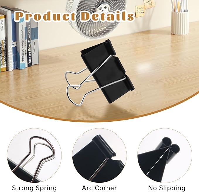 Large Heavy Duty Clips 2 Inch Black Extra Large Paper Clips Big Size Paper - Image 3