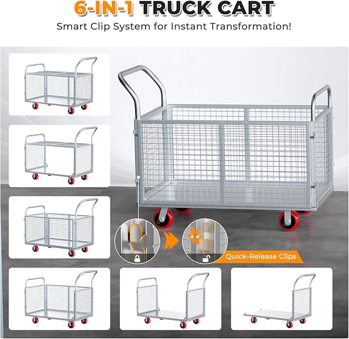 2IN1 Steel Panel Cart Dolly – Heavy Duty Drywall Lumber Truck Cart - Image 3