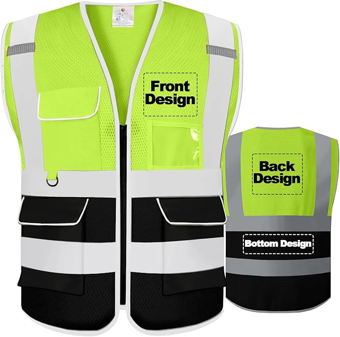 BeautyWill Custom Safety Vest Customized Logo Class 2 High Visibility by BeautyWill