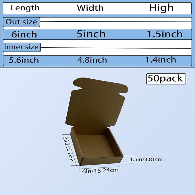 6x6x1.5 inch Small Shipping Boxes 50 Pack - Image 3