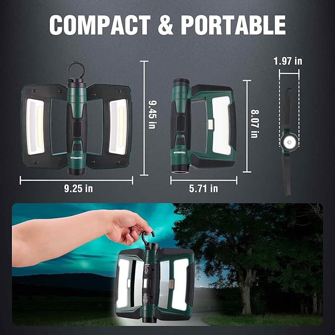 WORKPRO Rechargeable USB-C LED Work Light, Foldable Magnetic Light - Image 6