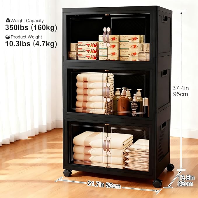 Collapsible Storage Bins with Lids&Wheels-192QT Stackable Plastic Containers - Image 3