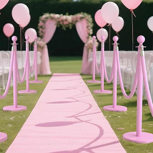 kaiyomi 6Pcs Stanchions with Pink Velvet Ropes Set, 5 Feet Velvet Ropes and - Image 6