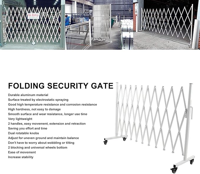 Metal Expandable Barricade Gate, Aluminum Folding Mobile Safety Barrier 130in - Image 5