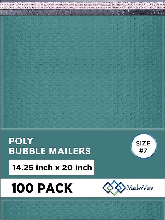 Green Extra Large Poly Bubble Mailers 14.25x20 inch #7 | Self Seal Large Padded by MAILERVIEW