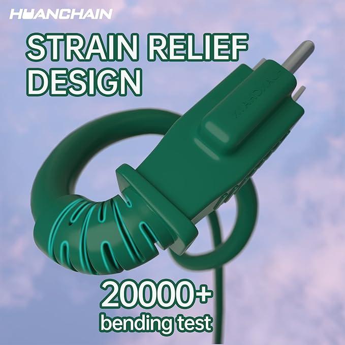 HUANCHAIN Indoor Outdoor Green Extension Cord 100 ft Waterproof, 16/3 Gauge - Image 5