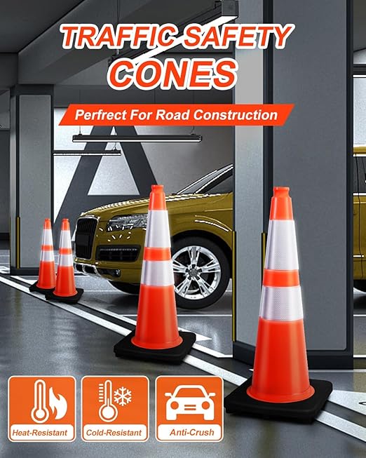 BESEA 28 Inch Orange PVC Traffic Cones - Image 4