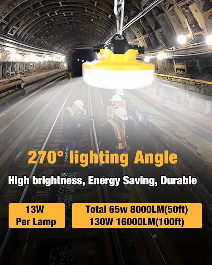 100FT LED Construction String Lights 3 Prong, 130W 16000Lm LED String Work - Image 5