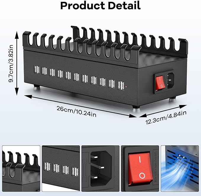 USB Charger Block, 300W 22 Port USB Charging Station - Image 9