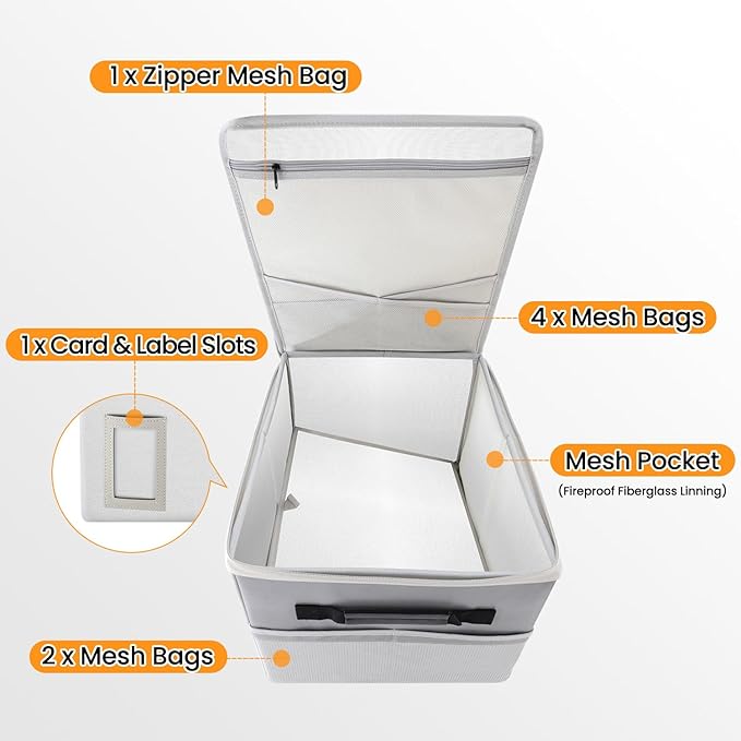 Upgraded 5200°F Fireproof Document File Organizer Box, Fireproof Storage Filing - Image 7