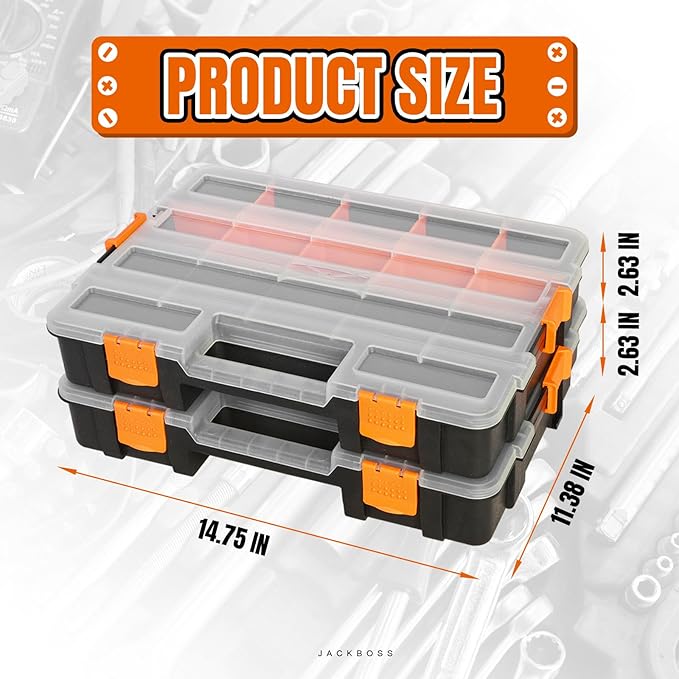 Tool Box with Transparent Lid, Single Side 17-Compartments Organizer Box with - Image 2