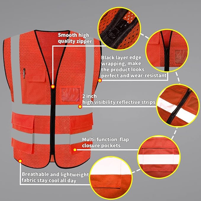 HYCOPROT High Visibility Mesh Safety Reflective Vest - Image 3