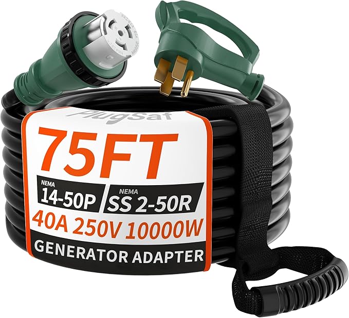 40 Amp Generator Cord, 75FT 40 Amp RV Extension Cord by PlugSaf