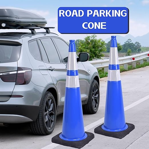 BESEA 8Pack 36” inch Traffic Cones Blue Road Parking Cones Construction Safety - Image 3