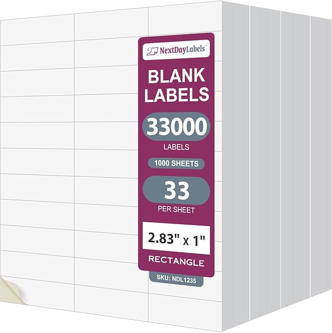 NextDayLabels - 2.83" x 1" Rectangular Sticker Labels by NextDayLabels