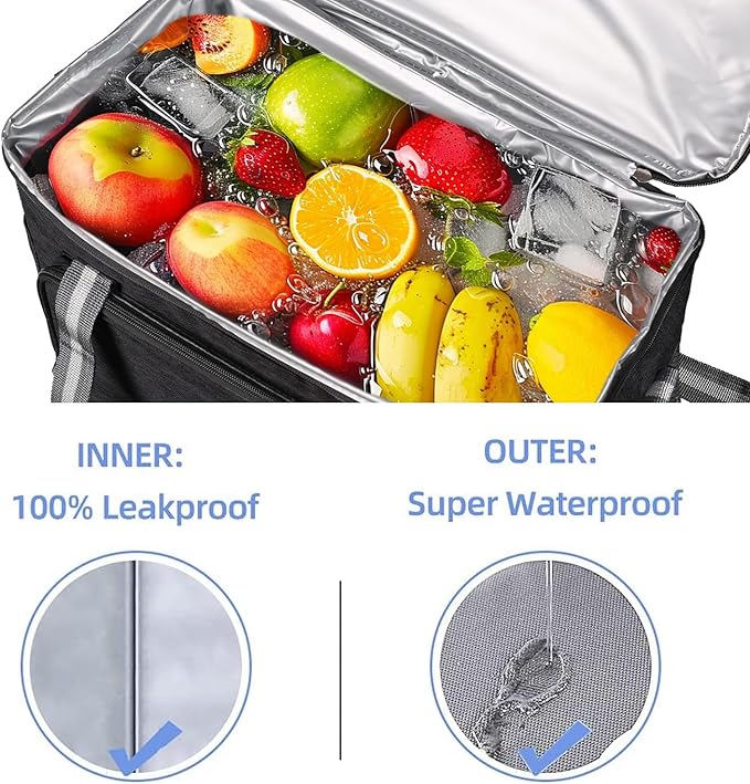 iknoe Large Cooler Bag Collapsible, 24L Insulated Bags, Leakproof Lunch Cooler - Image 4