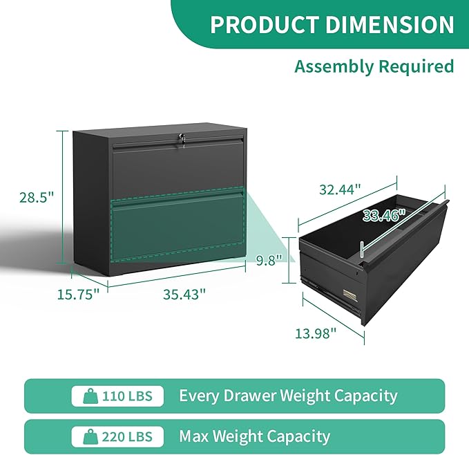 Lateral File Cabinets 2 Drawer, Metal Lateral Filing Cabinet - Image 3