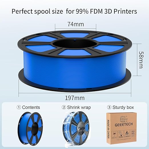 GEEETECH Blue PLA Filament 1.75mm 1KG, Neatly Wound 3D Printer Filament - Image 5
