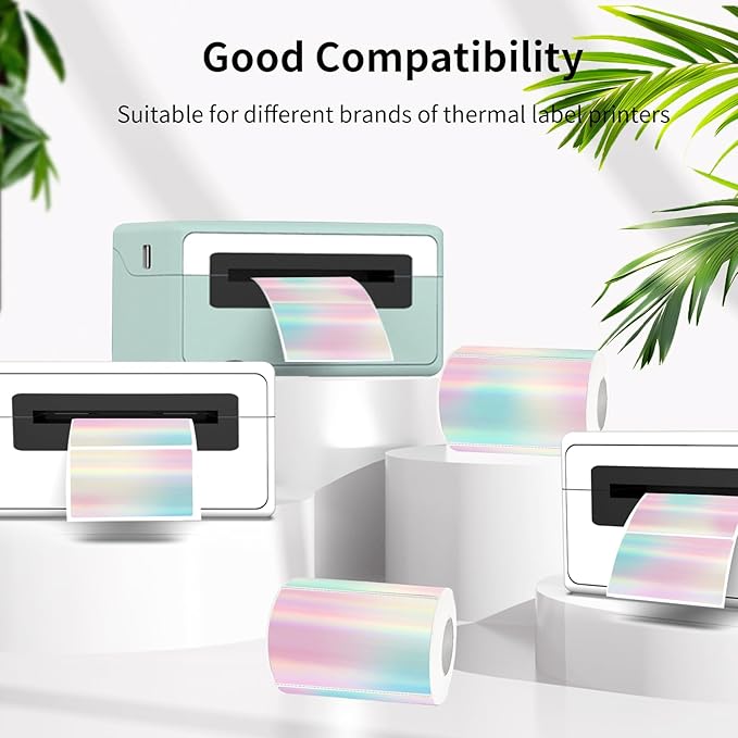 3x2 Inch Thermal Labels, Rainbow Holographic Thermal Sticker Labels, Glitter - Image 3