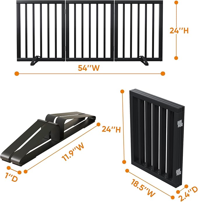 Black 18-55" Foldable Pet Gate for Stairs & Doorways, Puppy Gate Fence - Image 5