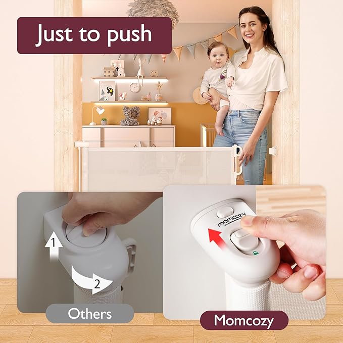 Momcozy Retractable Baby Gate, Extends up to 55" Wide, Child Safety Baby Gates - Image 3