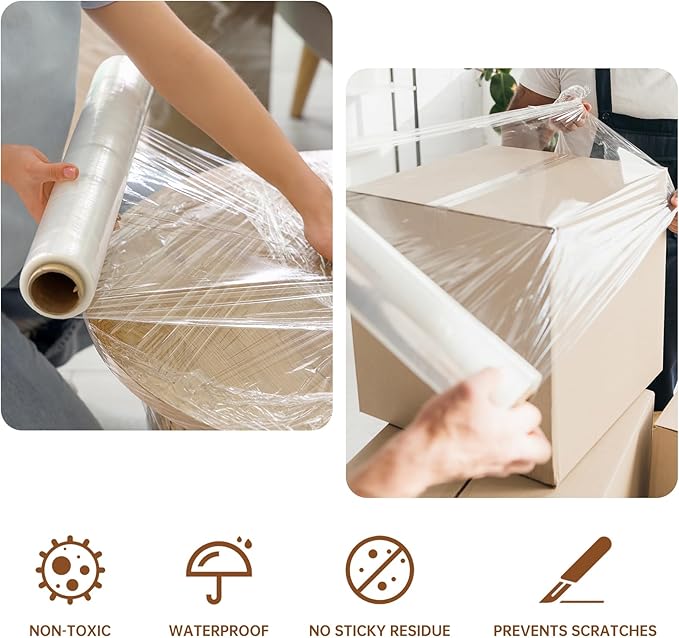 Stretch Wrap Roll 20" x 1, 80 Gauge – Clear Plastic Wrap - Image 6