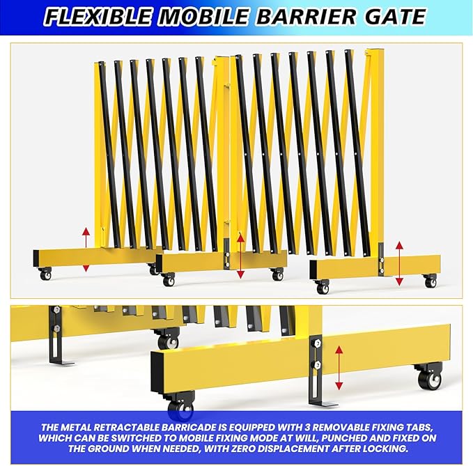 2 Set 16.8FT Industrial Metal Expandable Barricade，Retractable Traffic Fence - Image 6
