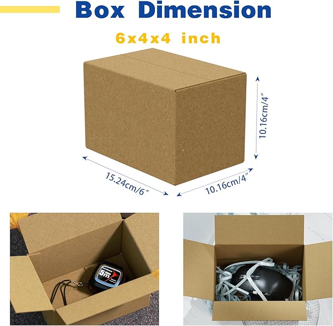 30 Pack 6x4x4 inches Small Shipping Boxes Brown Corrugated Cardboard Boxes - Image 2
