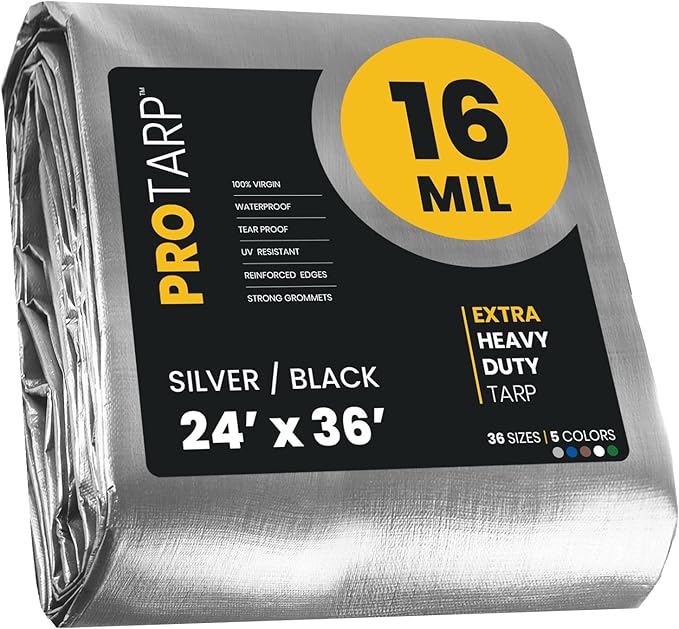 PROTARP Extra Heavy Duty 16 Mil Tarp Cover, Waterproof, UV Resistant, Rip and by Protarp