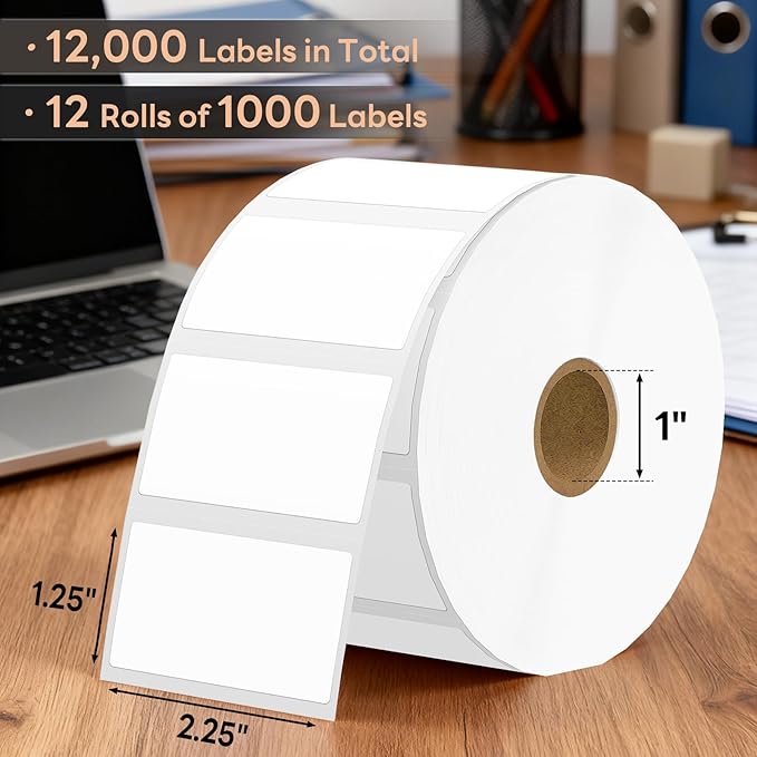 2.25" x 1.25" Direct Thermal Labels, Strong Adhesive Barcode & Address Stickers - Image 2