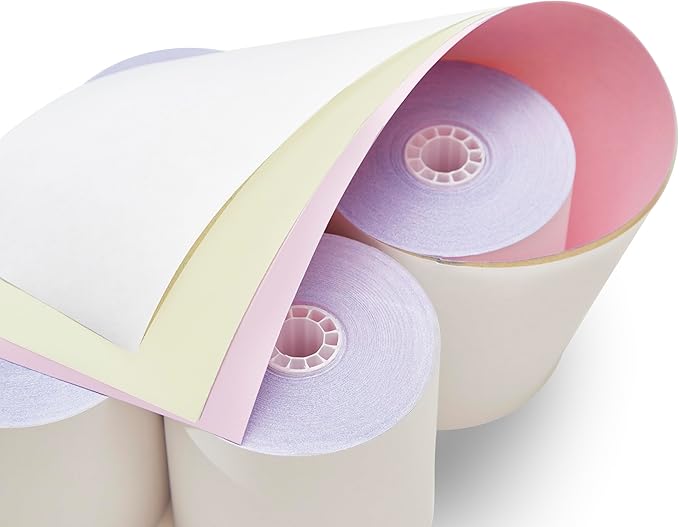 3 X 65' 3-ply White/Canary/Pink Carbonless Kitchen Paper 50 Rolls TMU 220 - Image 4