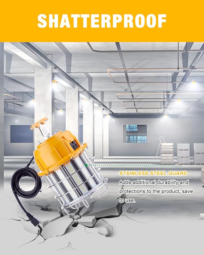 LED Temporary Work Light 60W, LED Construction Lights 7, 200lm 5000K Daylight - Image 6