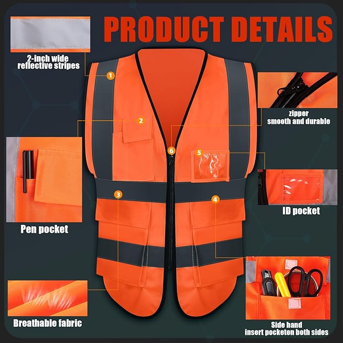 JaGely 15 Pack Reflective Safety Vests - Image 3