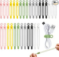 30 Pcs Silicone Cable Ties, Reusable Data Cable Organizer Wire Organizers by AWROSE