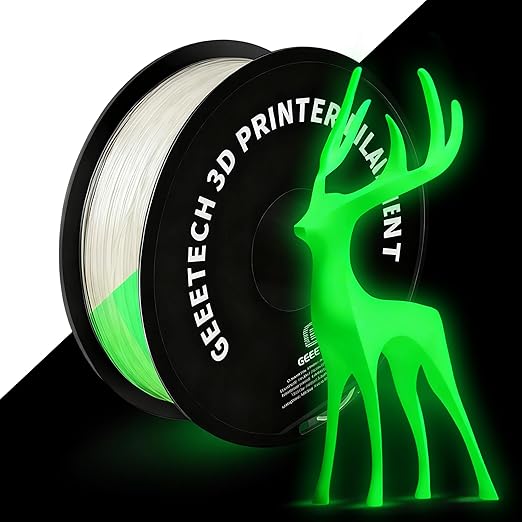 Geeetech Glow in The Dark Filament Green, 3D Printing Filament, Luminous PLA by GEEETECH