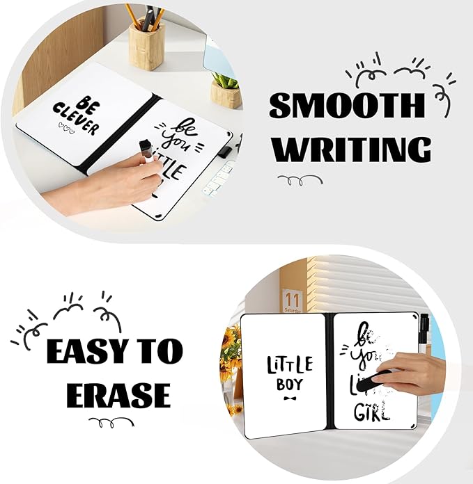 A5 Portable White Board Dry Erase, 8.4 x 6 inch Double Sided Folding Whiteboards - Image 3