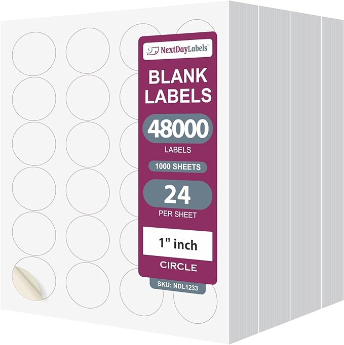 NextDayLabels 1.66 Inch Round Sticker Labels by NextDayLabels