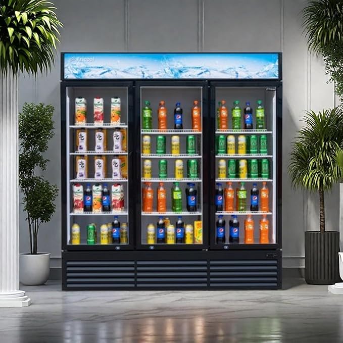 Merchandiser Refrigerator 3 Glass Door, 56 cu ft Beverage Display Cooler - Image 2