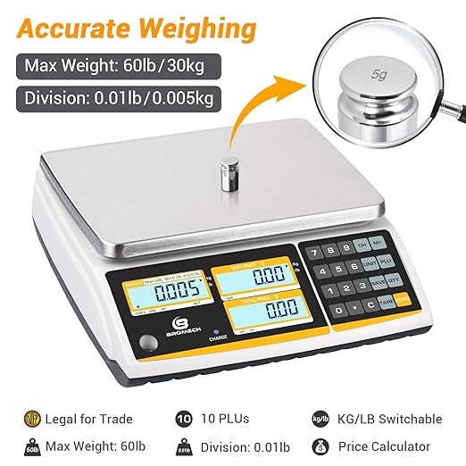 NTEP Certified Scale Price Computing, 60lb Capacity, 0.01lb Readability - Image 6