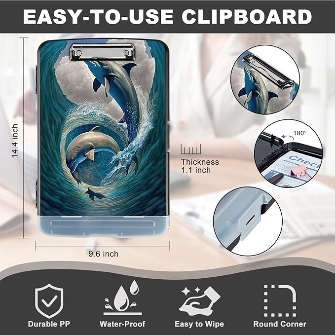 Clipboard with Storage, Heavy Duty Plastic Storage Clipboard with Low Profile - Image 3