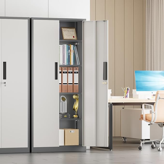 Crownland 63" Metal Storage Cabinet, Lockable Garage Storage Cabinets, High - Image 2