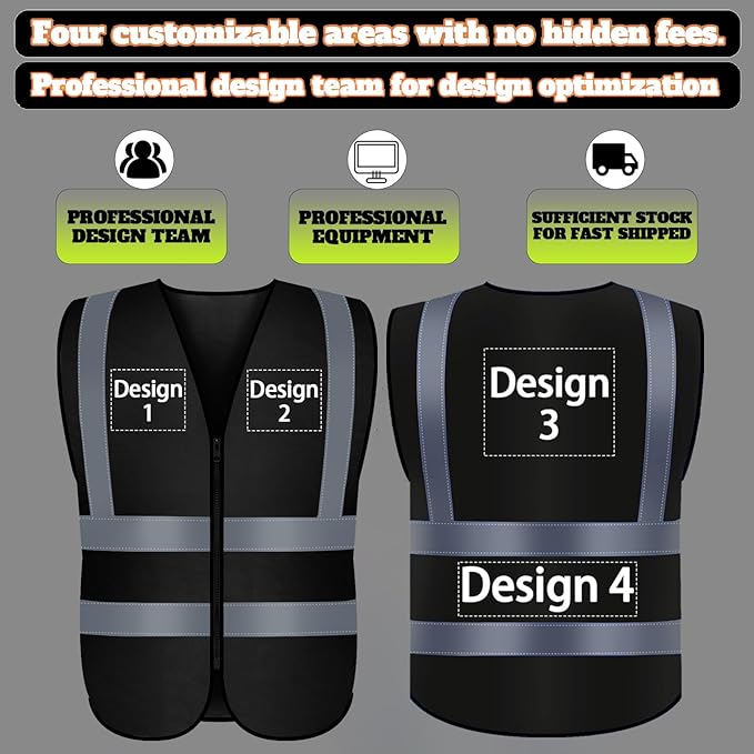 BeautyWill Custom Logo Safety Vest S, 4XL Personalized Safety Vest High - Image 5