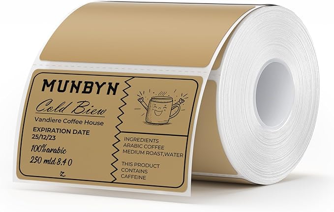 MUNBYN 3x2 Inch Brown Thermal Labels, Thermal Sticker Labels by MUNBYN