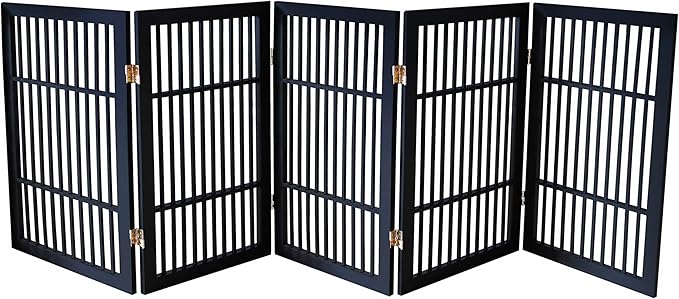 Pet Dog Gate Strong and Durable Freestanding Folding Acacia Hardwood Portable by Urnporium