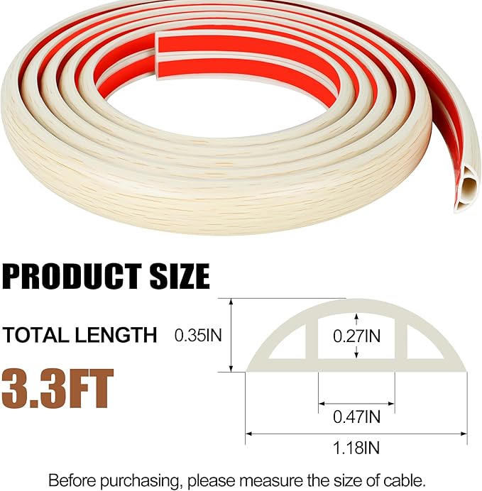 MYFAMIREA 3.3FT Floor Cord Cover - Image 2
