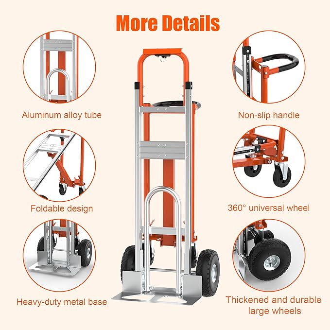 3 in1 Convertible Hand Truck, Folding Aluminum Hand Trucks 880lb Load Appliance - Image 4