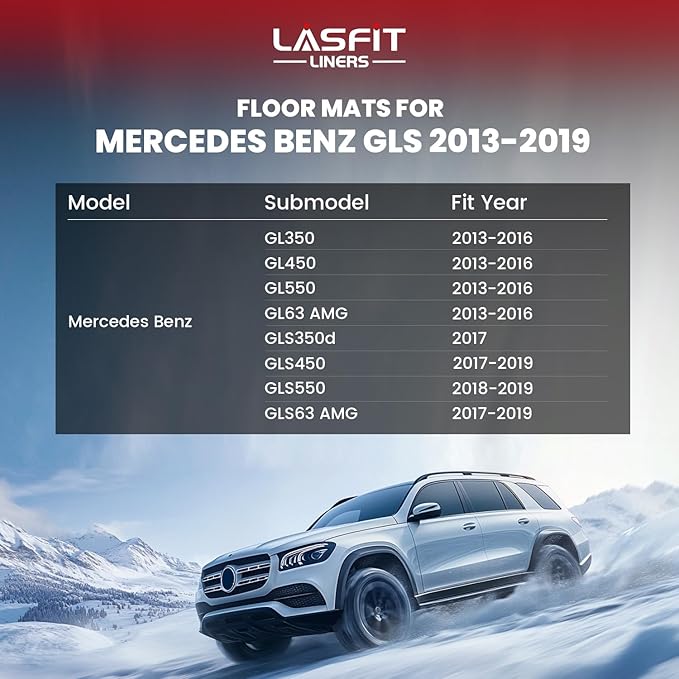 LASFIT Floor Mats Fit for Mercedes Benz GLS 2017-2019 350d / 450/550 / 63 AMG - Image 2