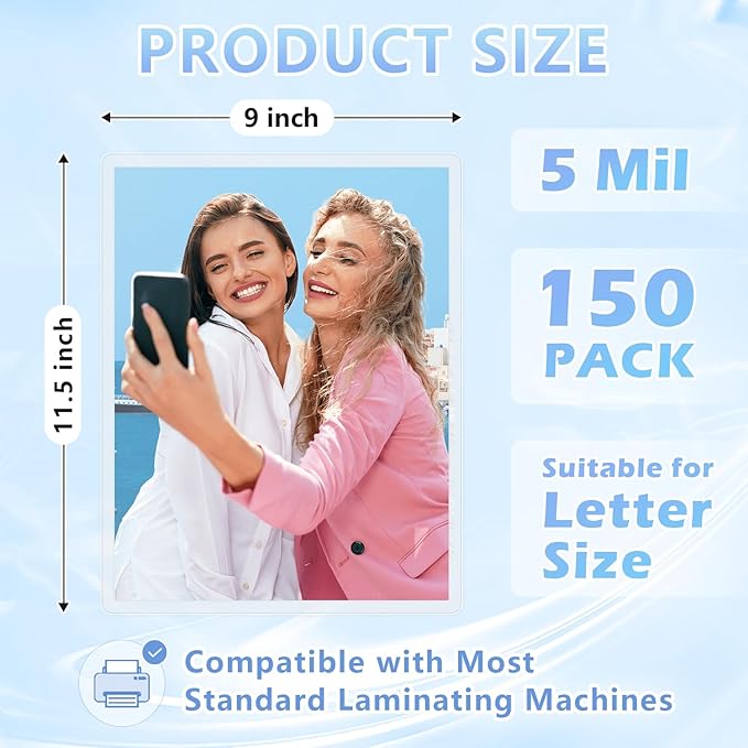 HOUYEE 150 Pack 5 Mil Thermal Laminating Sheets, Hold 8.5 x 11 Inch Sheets - Image 2